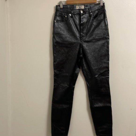 Free People Black Shiny Pants - Picture 3 of 10